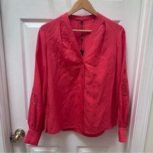 NWT Kobi Halperin Chrissy Blouse poppy red lace eyelet small top